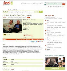 Search for Curb Your Enthusiasm. A summary of the show’s genome is located on the right hand side.