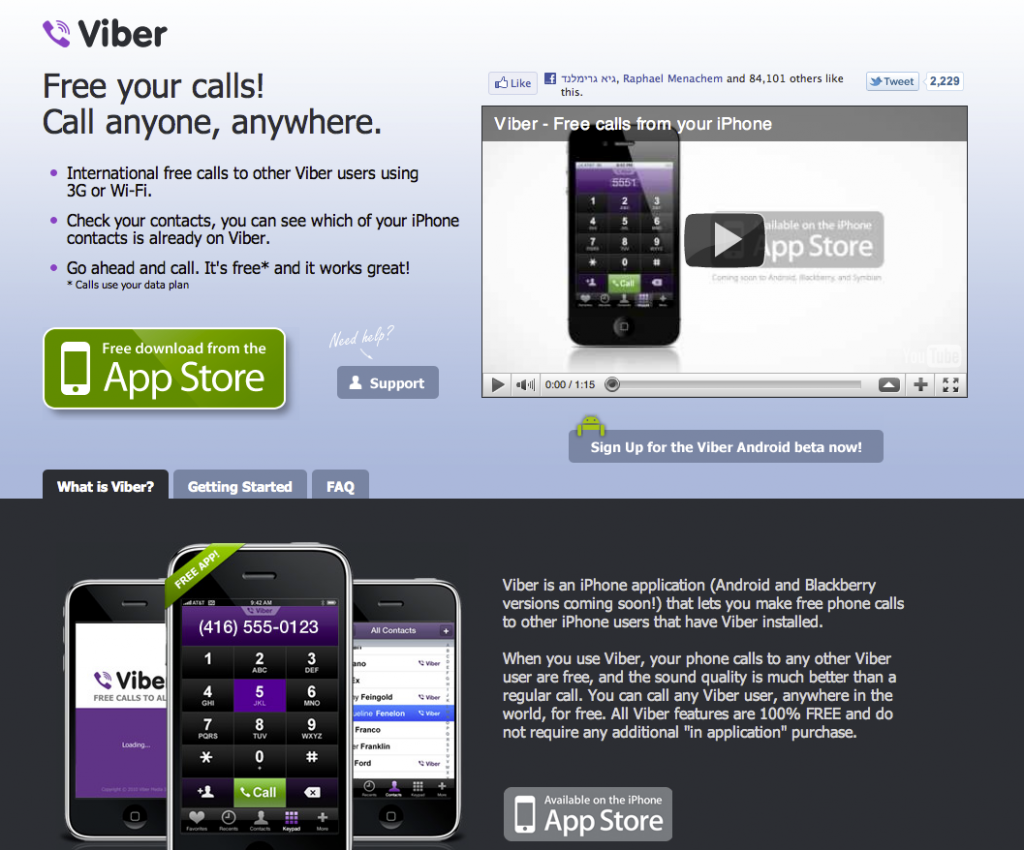 viber.com iphone app home page