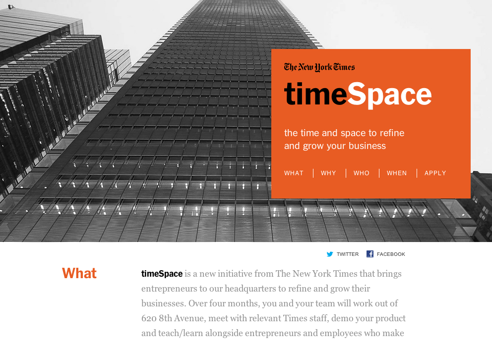 TimeSpace New York Times Incubator TimeSpace NYT acclerator
